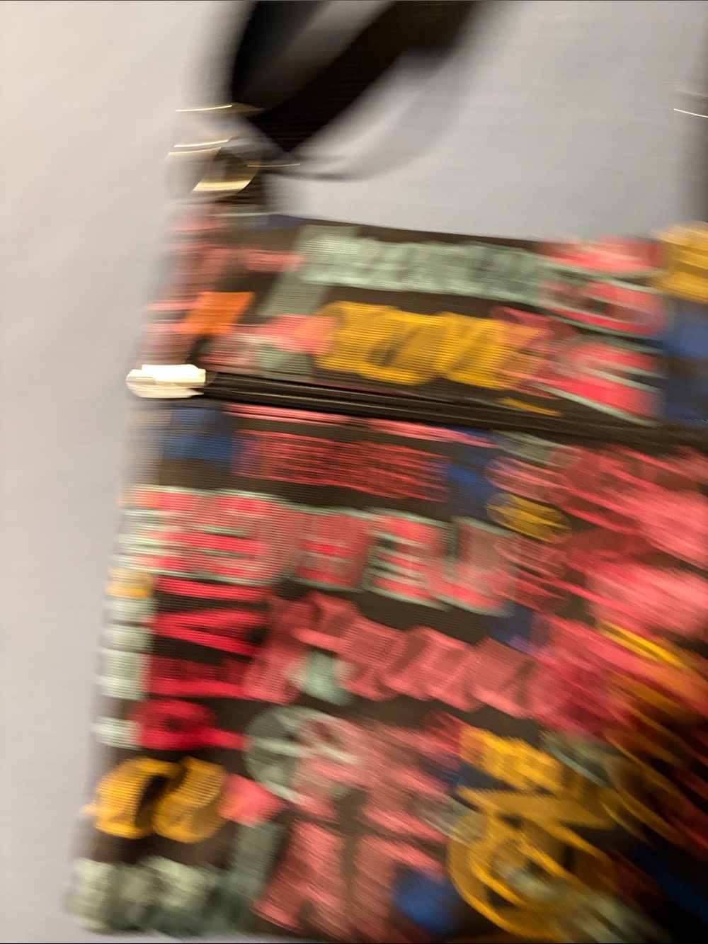 Crossbody Multi-Zip Women’s Bag in Brown with Colorful Print 70s style! - Picture 3 of 4
